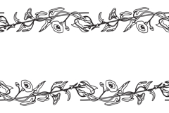 Line art botanical floral horizontal seamless border isolate Product Image 1