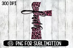 Faith - Cross - Pink Leopard - Glitter- 300 DPI PNG Product Image 2