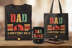 Dad Son First Hero PNG | Vintage Father’s Day Design Product Image 1