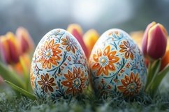 Easter Eggs Background, Tulips Background Mockup Product Image 1