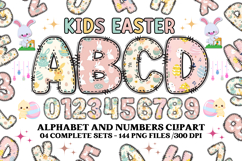 Kids Easter Alphabet png clipart, kids easter letters doodle Product Image 1