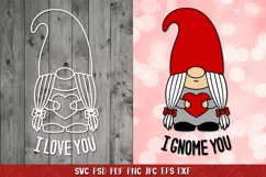 Gnome Valentine SVG,Gnome Girl,Paper Cut,I Love You Gnome Product Image 1