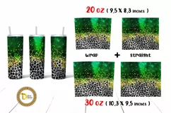Dark Green Glitter Leopard Print | 20 & 20 Oz Skinny Tumbler Product Image 2