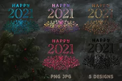 Sublimation Christmas PNG Design Quote HAPPY 2021 new year Product Image 2