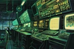 Futuristic control room with advanced technology interfaces Product Image 1