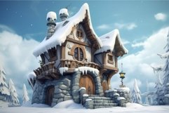 Enchanted winter cottage in snowy landscape Product Image 1