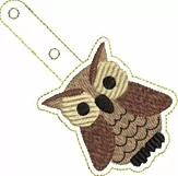 ITH Howard the Owl Vinyl Key Fob or Bag Tag - Snap Tab Machine Embroidery Product Image 2