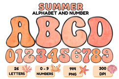 Summer Alphabet &amp; Numbers PNG Clipart Doodle Letters 300 DPI Product Image 1