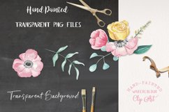 Bouquet Pink Florals 13 Watercolors Flowers Roses Pretty Product Image 2