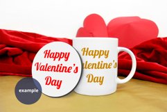 White Coffee Mug Round Coaster mockup Valentine's Day PSD Product Image 2