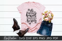 She Works Hard For The Honey SVG Queen Bee SVG Bumblebee SVG Product Image 5