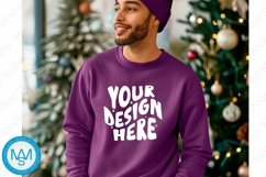 Purple men Sweatshirt empty space Mockup, christmas Gildan Product Image 1