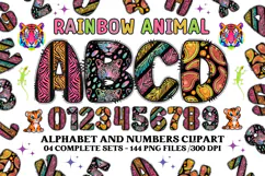 Rainbow Animal Alphabet png clipart, animal letters doodle Product Image 1