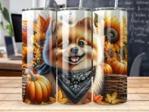 Pomeranian Tumbler Sublimation Wrap, Autumn Dog Wrap Product Image 3