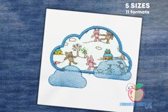 Blue Colored Bright Clouds Embroidery Design Product Image 1