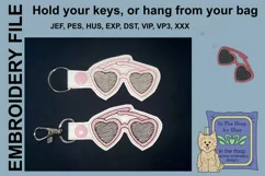 ITH Heart Sunglasses Vinyl Key Fob or Bag Tag - Snap Tab Product Image 1
