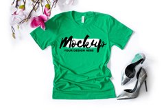 Bella Canvas 3001 Heather Kelly Flat Lay T-shirt Mockup Product Image 1