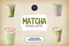 Rose Matcha Latte Clipart 4 PNG Product Image 1
