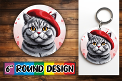 Cheerful Coaster Round Design PNG, Cat Valentin's Day Product Image 1