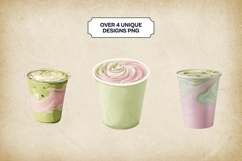 Rose Matcha Latte Clipart 4 PNG Product Image 2