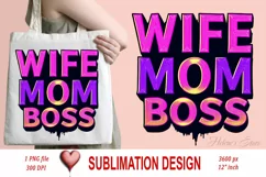 WIFE MOM BOSS clipart | Mothers day Sublimation design png Product Image 2