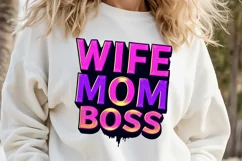 WIFE MOM BOSS clipart | Mothers day Sublimation design png Product Image 1