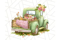 Floral Farm Truck Clipart, Cottagecore Country Truck Png Product Image 5