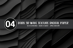 Dark 3D Wave Texture Digital Paper Product Image 1