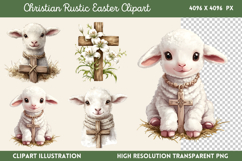 Christian Rustic Easter Clipart Bundle PNG Product Image 4