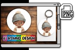 Boho Delight Kids Keychain Print Sublimation PNG Round Product Image 1