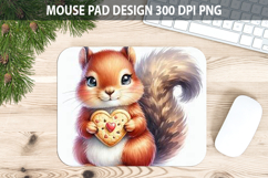 Watercolor Squirrel Mouse Pad Sublimation - Valentines PNG Product Image 1