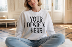 White Gildan 18000 Sweatshirt Model Mockups, Product Image 1