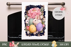 Colorful Easter Eggs Towel, Floral Easter Towel Design Product Image 1