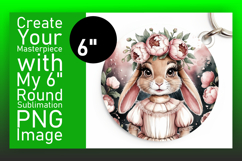 Chic Round Design Coaster Template , Cute Bunny Product Image 1