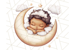 Sleeping Baby on Moon PNG, Cute Night Sky Baby Clipart Png Product Image 5
