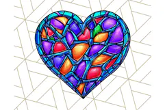 Stained Glass Hearts and Butterflies Clipart PNG Product Image 5