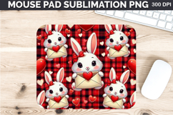 Watercolor Bunny Mouse Pad Sublimation - Valentines PNG Product Image 1