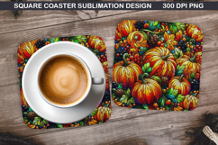 Pumpkin Coaster Sublimation, Halloween Coaster PNG Design Product Image 1