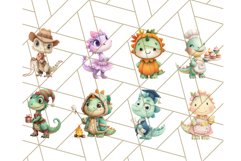 Dinosaur Costume Clipart, Cute Dinos in Halloween Outfits Product Image 5
