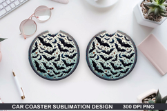 Haunted Bats Car Coaster Sublimation| Halloween Coaster PNG Product Image 1
