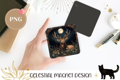Celestial Moon Magnet Print, Cartoon Deer Magnet Template Product Image 1