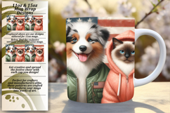 Elegant 11oz Mug Wrap Png Template , Dog and cat Product Image 1