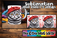 Cheerful sunsets 11oz 15oz sublimation wrap, Valentines Cat Product Image 1