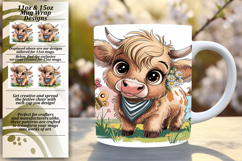 Beautiful 15oz Mug Wrap Png Design , Cute Cow Product Image 1