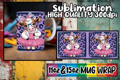 Perfect start sublimation 11oz 15oz mug wrap, Cute Cow Product Image 1