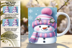 Eye-Catching 15oz Mug Wrap Png Template , Snowman Product Image 1