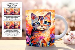 Colorful Cat with Flowers Mug Wrap Design Product Image 1