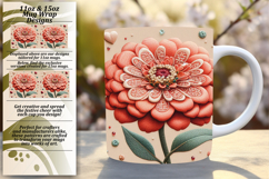 Delightful 15oz Mug Wrap Png Template , 3D Flower Product Image 1