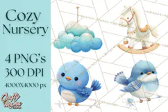 Knitted Nursery Animal Clipart PNG, Cozy Watercolor Baby Fox Product Image 1
