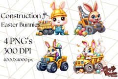 Easter Bunny Construction Clipart, Spring Png Product Image 1